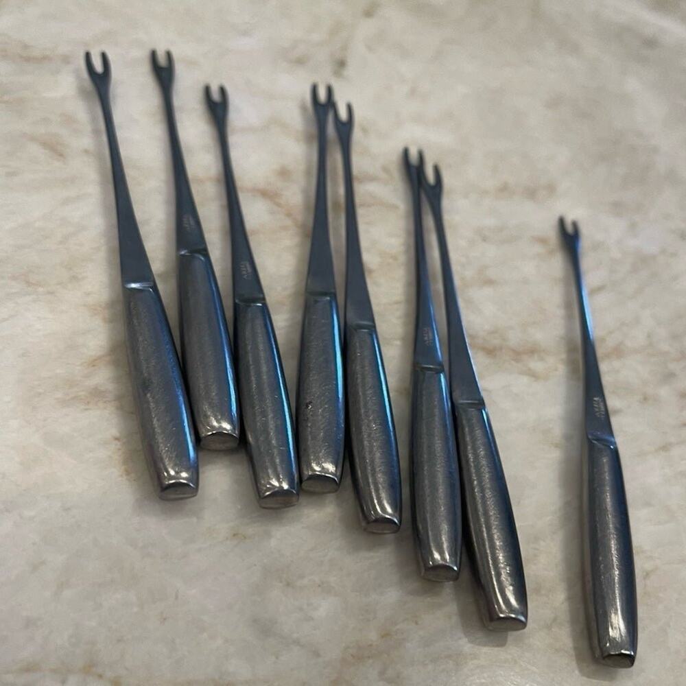 Set of 6 small crab forks Italy stainless steel